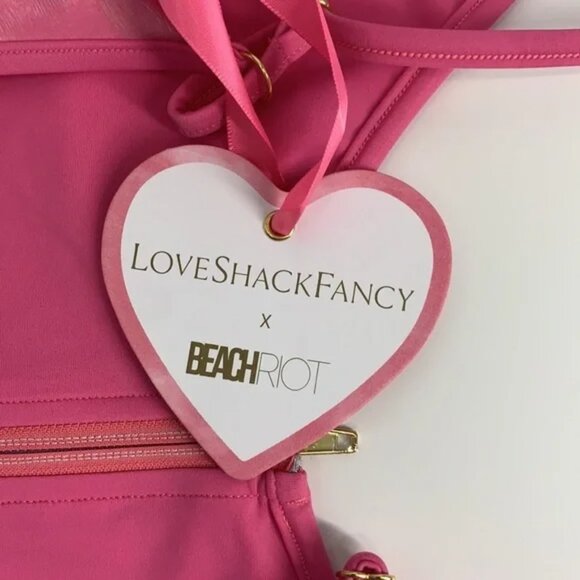 Nwt Love Shack Fancy x Beach Riot Cheryl Hints Hibiscus Floral Zip Swimsuit - Picture 10 of 11